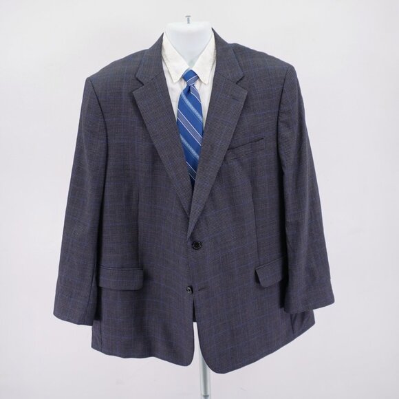 Jos A Bank Regal Fit Wool Gray Black Houndstooth W/ Purple Blue Windowpane 50L‎ - Picture 4 of 13